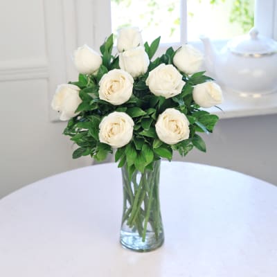 White Roses Vase Arrangement