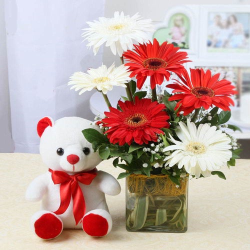 Mix Gerberas and Cute Teddy