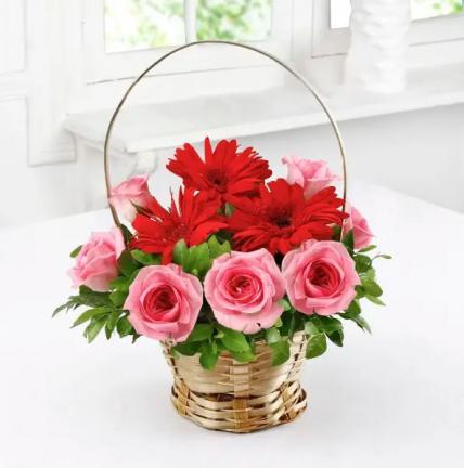 Roses and Gerberas Basket