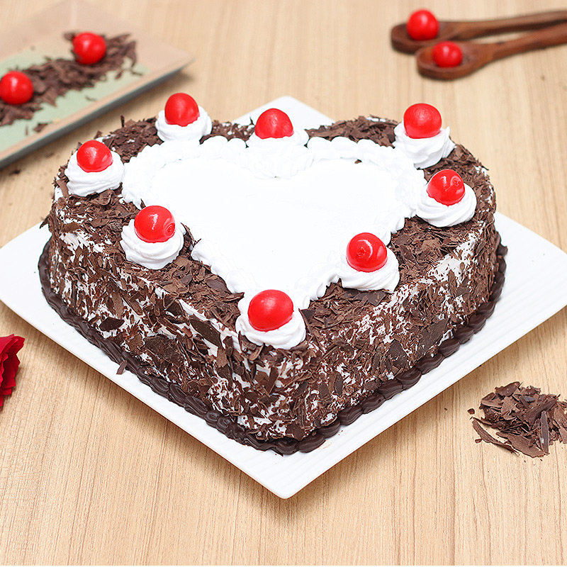 Cherry Heart Shape Black forest Cake